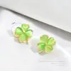 Collar Giratorio de Trébol de Cuatro Hojas Verde para Mujer, Lujo Ligero, Set Sencillo y Versátil de Ojo de Gato y Corazón, Suministro de Douyin Kuaishou
