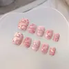Puntas de Uñas Portátiles Tendencia en Tiktok con Acabado de Alta Gama, Pegatinas de Manicura Francesa con Estampado de Leopardo Ojo de Gato, Uñas Postizas Lindas Removibles