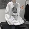 Camiseta de Manga Larga de Primavera y Otoño para Hombre y Mujer, Top Versátil Holgado de Moda Ins, Camiseta Básica Casual de Estilo Coreano con Cuello Redondo