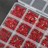 24 Peças de Decorações Acessíveis de Laços Vermelhos para Unhas, Laço de Fita Vermelho de Ano Novo Misturado com Pedras Strass de Resina para Unhas Venda por Atacado