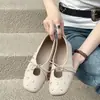Zapatos Mary Jane Retro de Punta Cuadrada con Remaches y Lazo para Mujer 2026 Nuevos Zapatos Planos Casuales de Boca Baja Bailarinas
