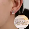 Pendientes de Flor de Cinco Pétalos de Circonita de Lujo Ligero y Exquisitos, Nuevos Pendientes de Flor Super Brillantes de Moda, Pendientes Exquisitos y Versátiles para el Día a Día