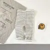 Leggings Infantis para Primavera e Outono, Estilo Fino para Uso ao Ar Livre, Calças para Bebês Meninas e Meninos, Calças Listradas de Outono para Crianças Pequenas