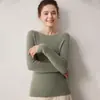 Suéter suave y delicado 100% cachemira pura para mujer, de punto fino, sin costuras, cuello redondo bajo acanalado, ajuste ceñido, prenda base