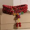 Exquisito brazalete Pixiu de tres anillos de nicho de lujo ligero de alta gama para mujer hecho de cinabrio, un regalo para parejas en su año zodiacal