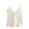 Para Aliexpress Venda Quente Transfronteiriça Estilo Europeu e Americano Comércio Exterior Roupas Femininas Camisola Top com Renda Decorada Textura de Cetim de Seda