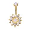 E-commerce transfronteiriço exclusivamente para joia de umbigo de gema australiana Anel de umbigo girassol com diamante cravado Produtos de piercing europeus e americanos de aço inoxidável em estoque