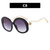 Gafas redondas de metal con montura grande, nuevas gafas de moda 2025 con espejo plano, personalizadas, estilo retro con perla antiazul.