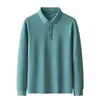 Camisa POLO Cor Sólida Primavera e Outono Unissex Manga Longa Casual Esportiva Simples Respirável Versátil Estilosa Estação