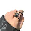 Anillo de Araña Metálica Estilo Dark Punk con Piedra Lunar, Diseño de Nicho, Estilo Minimalista, Anillo Abierto Ajustable