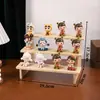 Prateleira de Exibição e Armazenamento de Bonecas de Madeira Sólida em Estoque, Suporte de Exibição de Miniaturas em Camadas, Prateleira de Exibição de Modelos para Brinquedos da Moda e Miniaturas Fofas