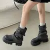 Botines Martin negros de tacón grueso estilo británico retro para mujer, nueva colección de otoño 2026, estilizan y aumentan la altura