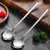 Aço Inoxidável 304 Colher Redonda Coreana Tendência Colher Jingle Cabo Longo Colher de Sopa Espessa Colher de Refeição para Estudante Colher de Comer Colher