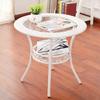 Mesa Redonda Pequena de Armazenamento para Varanda Moderna Simples Rattan Vidro Mesa de Centro Redonda Mesa de Jantar Redonda Mesa de Centro Pequena Mesa de Lazer Mesa de Jantar