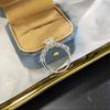 Anillo Longlongjin de plata s925 con diamantes redondos de 2 quilates, con diamantes de imitación femeninos y estrellas, a la moda, con diamantes grandes.
