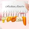 Transfronterizo Nuevo Molino de Viento de Dibujos Animados Colgante Baiyun Resina Simulación Comida Dona Té con Leche Cadena Aretes Traje