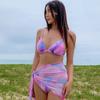 Vacaciones en Aguas Termales Pecho Pequeño Vibrante Soporte de Acero Push-up Talla Hendidura en el Pecho Falda Bikini Conservador Traje de Baño para Mujeres