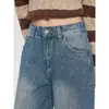 Jeans de Cintura Alta Larga para Mulheres, Estilo High Street, para o Trabalho, Novo Estilo Primavera e Outono, Emagrecedor, Solto, Moderno, Jeans de Comprimento Total