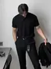 Camiseta Masculina de Verão Nova Cor Sólida Cleanfitt Gola Henley Manga Curta Casual Americano de Alta Qualidade Ombro Direito Slim