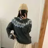 Suéter Tejido de Punto Jacquard Argyle Retro Fair Isle Cuello Redondo ~ Top Atmosférico Cálido Suave Esponjoso Otoño Nueva Llegada