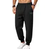 Pantalones jogger de hombre de color liso con textura estilo americano para otoño, pantalones deportivos largos casuales para hombre con cintura elástica y cordón