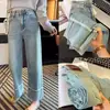 Jeans Reto Tamanho Grande Feminino Primavera e Outono 2025 Novos Hot Pants para Meninas Cheinhas Slim Soltos Cropped Calça Wide Leg