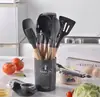 Juego de Utensilios de Cocina de Silicona, Juego de 12 Piezas de Utensilios de Cocina de Silicona Antiadherentes Resistentes al Calor, Libres de BPA, Juego de Cocina para Remover Espátula Volteador Cuchara Pinzas Batidor