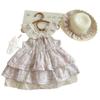 [Sombrero Gratis] Tejido Original de Sakura Pluma de Flor ~ Vestido Dulce de Verano para Niñas Mangas Cortas Ligeras Encaje Floral Suave