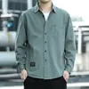 Camisa Masculina Manga Longa Algodão Workwear Camisa Masculina Estilo Japonês Camisa Casual Loose Top Primavera e Outono Casaco Novo