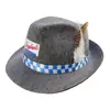 Chapéu de feltro cinza alemão para jazz, chapéu de feltro não tecido para Oktoberfest com pena, fabricante atacadista de cartolas para palco
