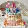Decoraciones de Adornos para Pastel de Celebridad de Internet Unicornio Arcoíris Carrusel Pony Adornos Niña Princesa Mesa de Postres Enchufe