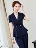 Traje de negocios de verano para mujer, de manga corta, elegante, de alta gama, para esteticista, salón de belleza, herramientas, joyería, ropa de trabajo.