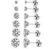 Brincos de pino de quatro garras transfronteiriços europeus e americanos Brincos de pino pequenos personalizados simples com diamantes incrustados para homens e mulheres mini brincos de osso de orelha atacado