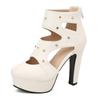 Sandalias para Mujer Verano Tacón Grueso Tacón Súper Alto Cremallera Hueco Pedrería Sandalias de Tacón Alto para Mujer Combinan con Todo