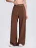 Calça Esportiva Feminina Longa Solta de Perna Larga Cintura Alta Casual Respirável Secagem Rápida Fitness Yoga Calças Roupa Externa Calças de Corrida