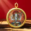 Nuevo Thangka de Estilo Tibetano de Cinabrio con los Doce Zodiacos y los Ocho Deidades Guardianas, de una sola cara, con relieve tridimensional, Colgante con el Mantra de Seis Palabras