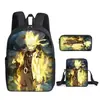 Set de Mochila Escolar de Tres Piezas de Naruto Transfronterizo para Estudiantes de Primaria y Secundaria, Mochila Infantil, Bolso de Hombro