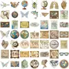 50 Pegatinas de Mapa Retro de Dibujos Animados Graffiti Decorativas para Guitarra, Laptop, Equipaje, Bricolaje, Impermeables, Venta al por Mayor Transfronteriza