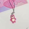 Lindo llavero de oso de fresa dulce de dibujos animados para teléfono móvil, cuerda para estudiante, colgante de corazón para chica ins, pequeño regalo para novias, cadena para teléfono móvil