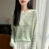 Cárdigan de Lino Sintético con Botones Coloridos Huecos para Mujer, Estilo Delgado de Verano, Versátil, Adelgazante, Protección Solar, Camisa para Aire Acondicionado, Ropa de Abrigo Estilo Casual