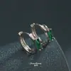 Pendientes Transfronterizos de Circonita Verde para Hombre, Sencillos y Elegantes, Diseño de Nicho, Pendientes Versátiles, Joyería Ins de Gama Alta