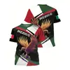 Patrón de Bandera y Escudo de Armas de México Impresión Digital 3D Transfronterizo Nuevo Camiseta de Manga Corta con Cuello Redondo para Hombre Venta Directa de Fábrica