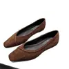 Zapatos cómodos de punta fina, nuevos para primavera y otoño, estilo commuter, punta cuadrada, suela plana, zapatos de mujer con tira tejida de gamuza, estilo retro 2026