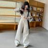 Traje para Niña Ropa de Primavera Sudadera Deportiva 2025 Nueva Primavera y Otoño Sudadera con Capucha para Niña Niños Grandes Casual Pantalones de Pierna Ancha Transfronterizo