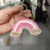 Colgante de ganchillo de arcoíris de amor trébol de cuatro hojas multicolor llavero accesorios para bolso regalo regalo