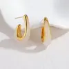 Brincos Geométricos Populares da Amazon Transfronteiriços de Aço Inoxidável Dourado 18K Leve Luxo Alto Padrão Brincos Não Desbotáveis