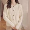 Outono e Inverno 2025 Quente e Versátil Gola Redonda Cor Lisa Design Tricô Torcido Cardigan Jaqueta de Tricô Top Moda Feminina