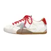 Sapatos Femininos de Couro Genuíno com Solas Grossas e Aumento Interno Sapatos de Treinamento Moral para Mulheres, Tênis Esportivos Casuais, Sapatos Brancos Forrest Gump, Sapatos Sujos de Estrela