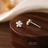 Pendientes de flor de perla dulces y elegantes de plata pura 999 para mujer, diseño de nicho único y versátil con un toque de alta gama, pendientes de plata maciza