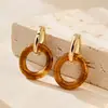 Aretes estilo Melard transfronterizos, aretes de resina ámbar, aretes geométricos vintage de carey color caramelo, aretes de mujer otoño/invierno